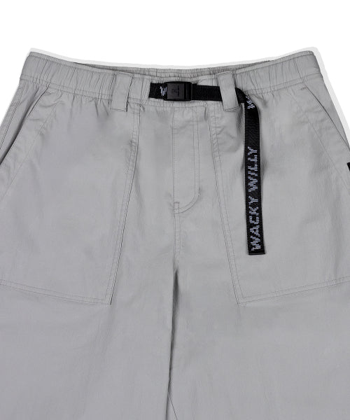 Webbing Belt Puttig Cotton Pants Light Gray