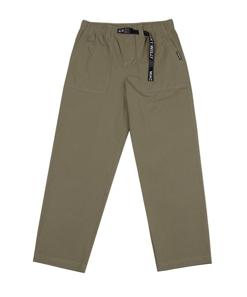 Webbing Belt Puttig Cotton Pants Khaki