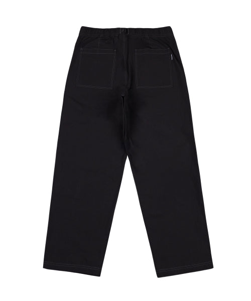Webbing Belt Puttig Cotton Pants Black