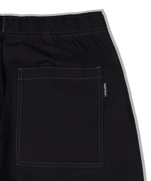 Webbing Belt Puttig Cotton Pants Black