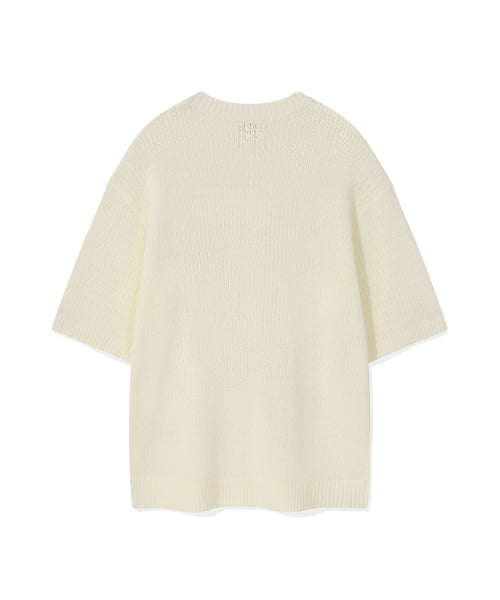 One point short sleeve pullover knitwear ivory