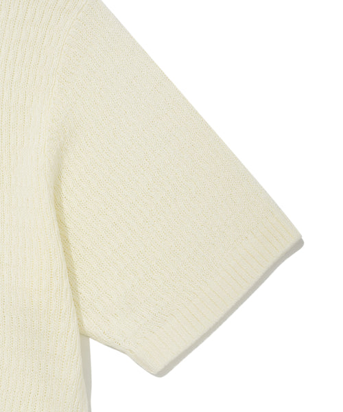 One point short sleeve pullover knitwear ivory