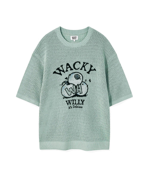 One point short sleeve pullover knit green
