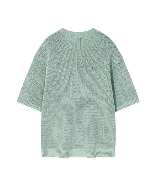 One point short sleeve pullover knit green