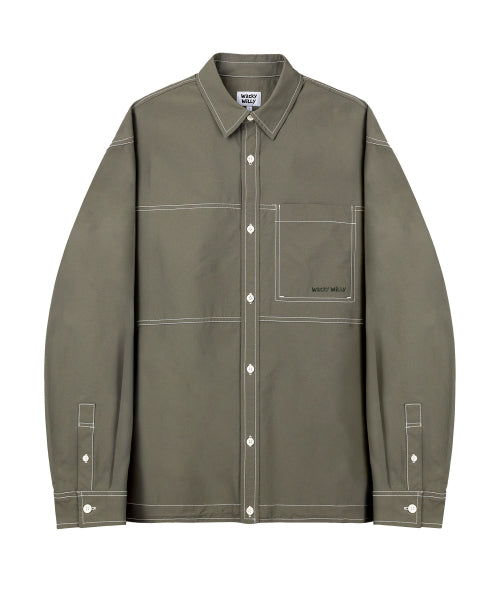 Nylon Lipstop Oversized Fit Shirt Khaki