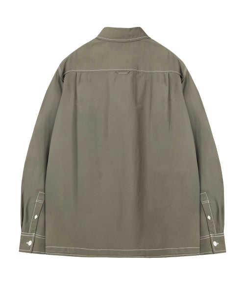Nylon Lipstop Oversized Fit Shirt Khaki