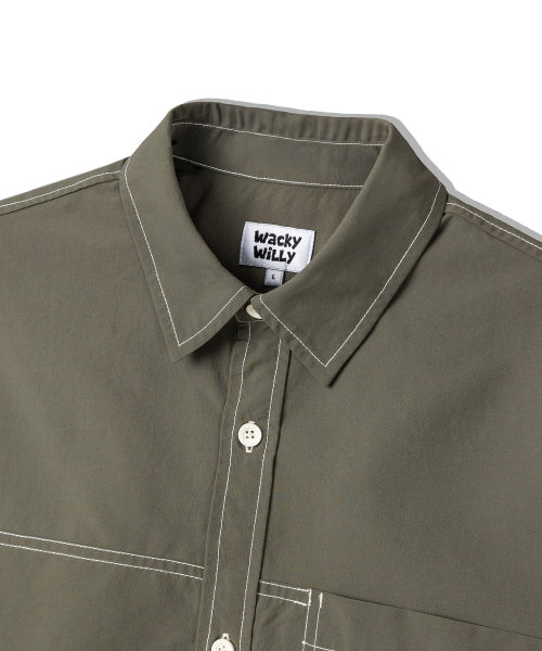 Nylon Lipstop Oversized Fit Shirt Khaki