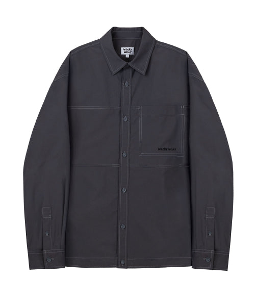 Nylon Lipstop Oversized Fit Shirt Charcoal