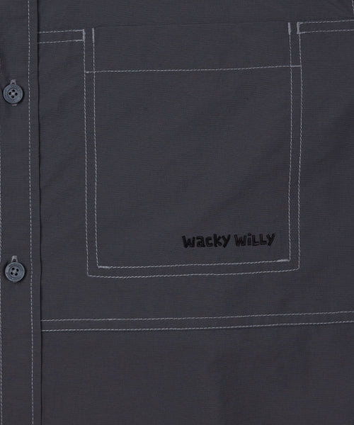 Nylon Lipstop Oversized Fit Shirt Charcoal