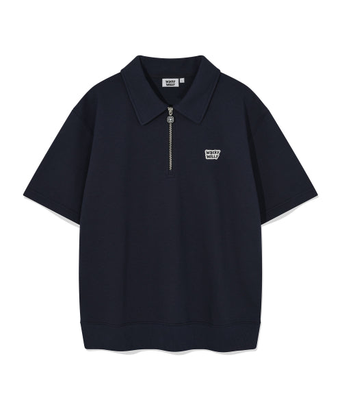 sweat collar short-sleeved T-shirt navy