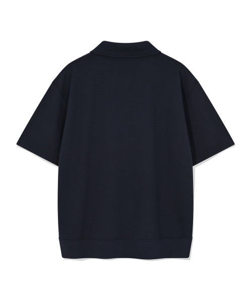sweat collar short-sleeved T-shirt navy