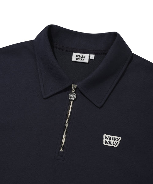 sweat collar short-sleeved T-shirt navy