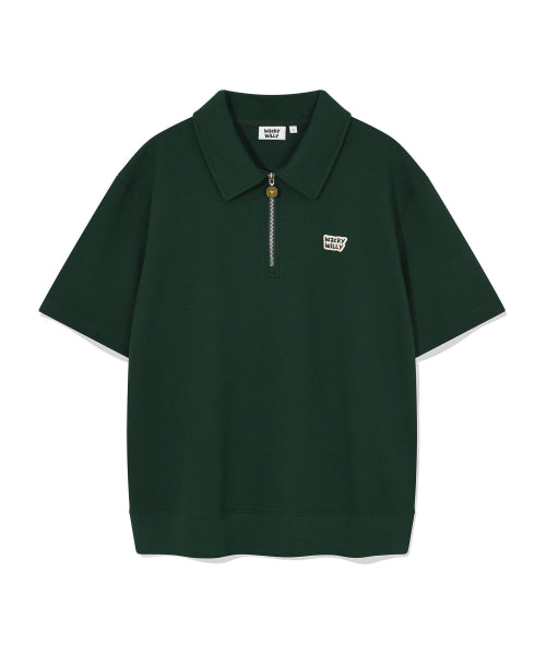 Sweat collar short-sleeved T-shirt green