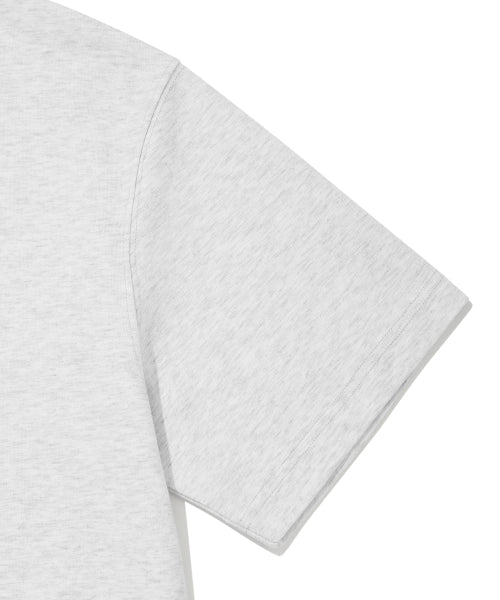 Sweat collar short-sleeved T-shirt light gray