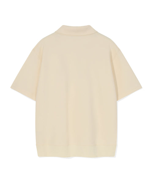 Sweat collar short-sleeved T-shirt cream