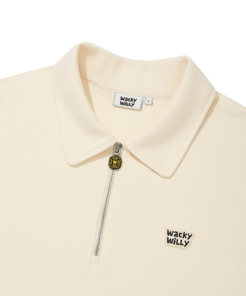 Sweat collar short-sleeved T-shirt cream