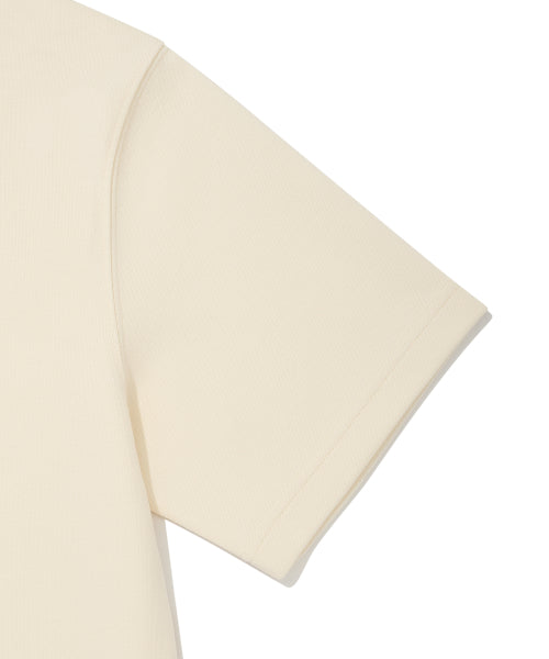 Sweat collar short-sleeved T-shirt cream