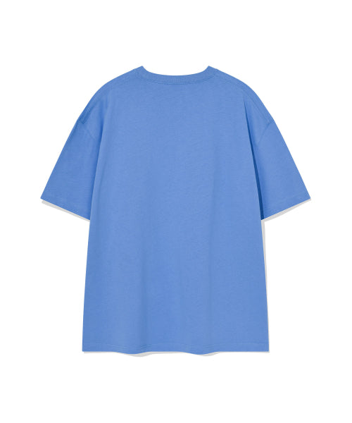 Big typo short-sleeved T-shirt blue