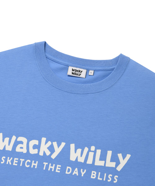 Big typo short-sleeved T-shirt blue