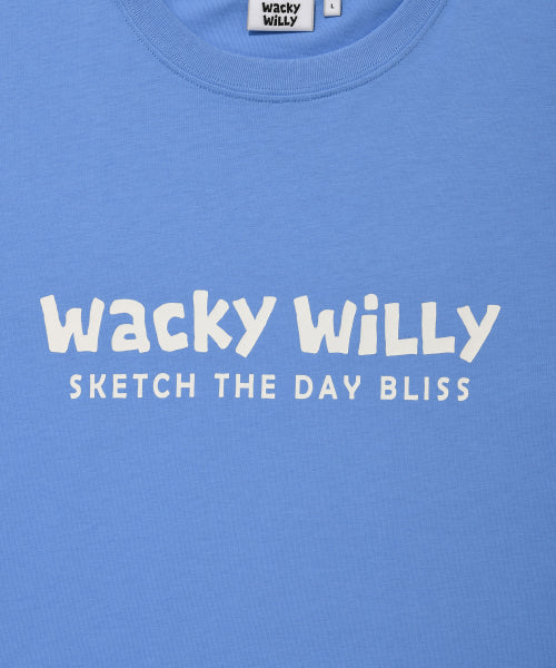 Big typo short-sleeved T-shirt blue