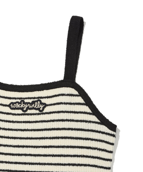 Women's striped knit bustier navy