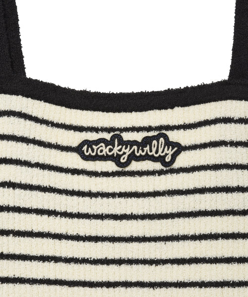 Women's striped knit bustier navy