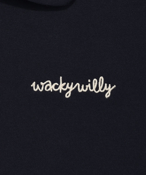Women's Typography Half Zip-Up Short Sleeve Dark Navy