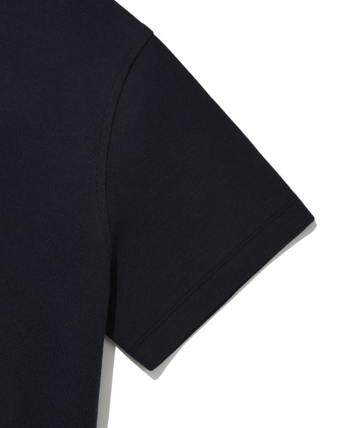 Women's Typography Half Zip-Up Short Sleeve Dark Navy