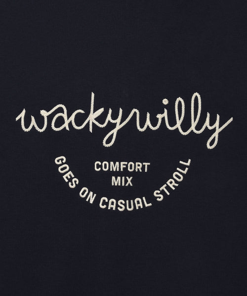 Women's Typography Half Zip-Up Short Sleeve Dark Navy
