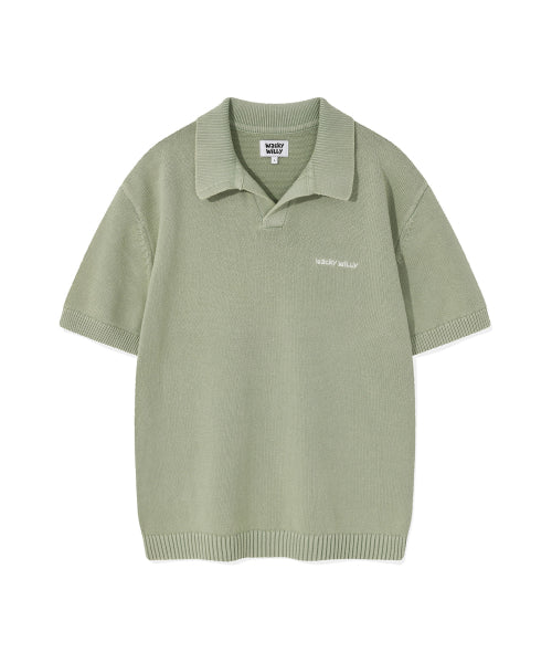 Vintage washed collar knit green
