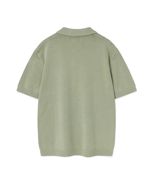 Vintage washed collar knit green