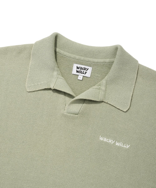Vintage washed collar knit green