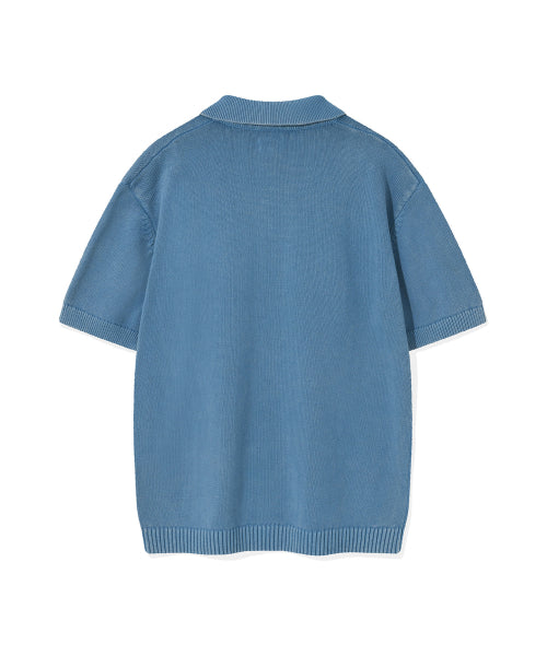 vintage washed collar knit blue