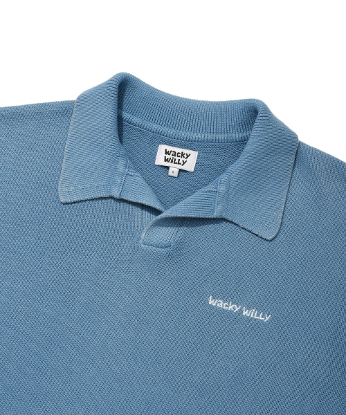 vintage washed collar knit blue