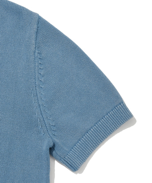 vintage washed collar knit blue