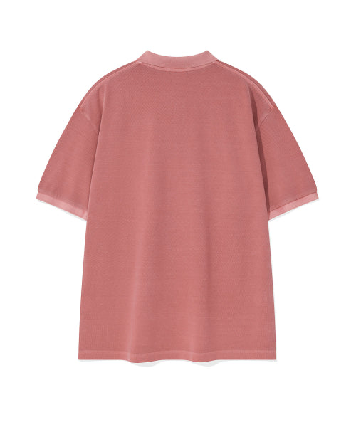 Pigment Dying Collar T-Shirt Pink