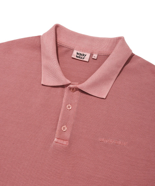 Pigment Dying Collar T-Shirt Pink