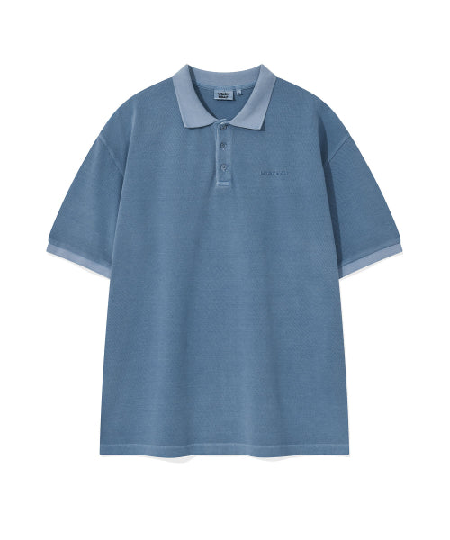 Pigment Dying Collar T-Shirt Blue