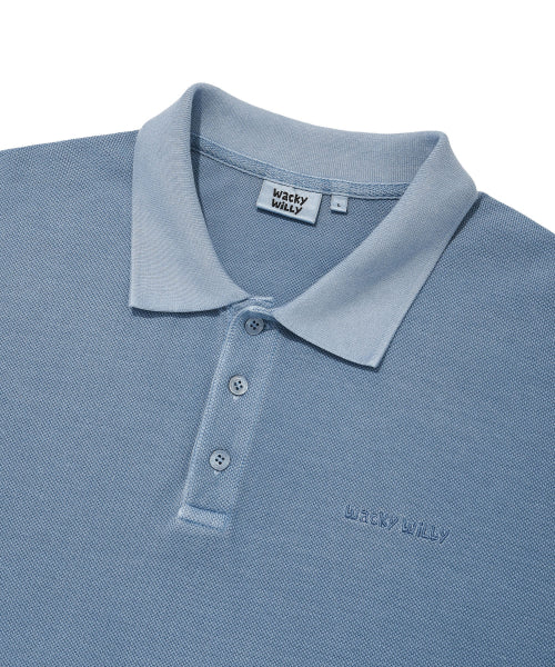 Pigment Dying Collar T-Shirt Blue