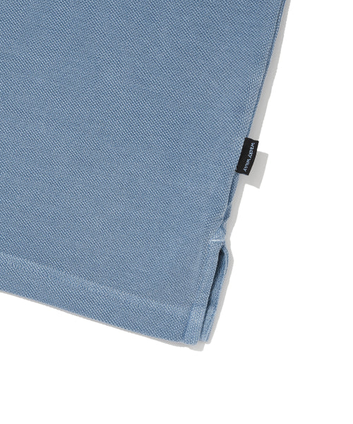 Pigment Dying Collar T-Shirt Blue