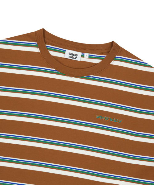 Multi-strip short-sleeved T-shirt brown
