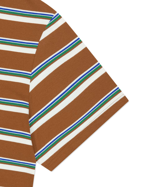 Multi-strip short-sleeved T-shirt brown