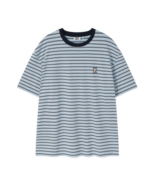 Kiki Wappen Coloring Stripe Short Sleeve T-Shirt Blue