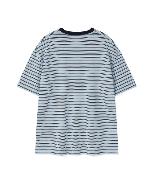 Kiki Wappen Coloring Stripe Short Sleeve T-Shirt Blue