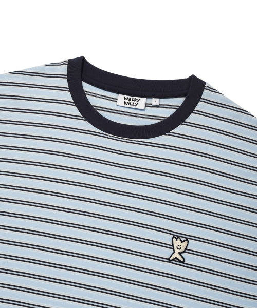 Kiki Wappen Coloring Stripe Short Sleeve T-Shirt Blue