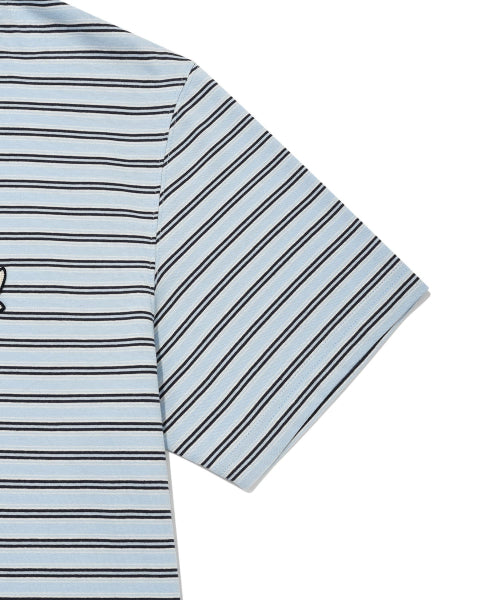 Kiki Wappen Coloring Stripe Short Sleeve T-Shirt Blue
