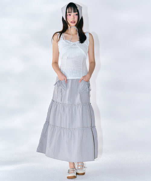 Pina Ribbon Long Skirt [GREY]