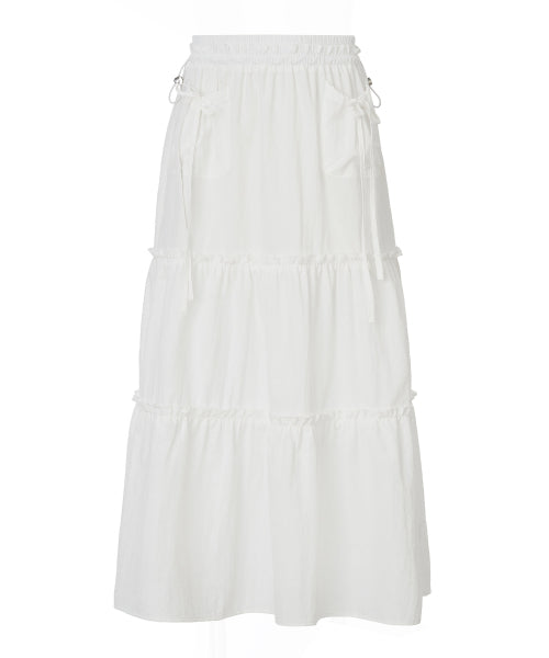 Pina Ribbon Long Skirt [WHITE]