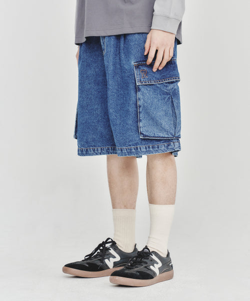 cargo denim shorts indigo