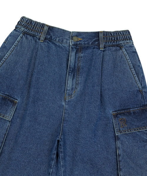 cargo denim shorts indigo